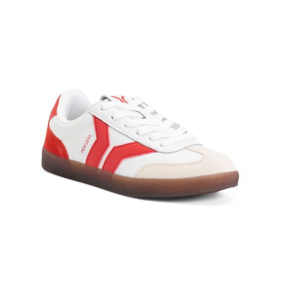CULTURE OF BRAVE White/Red Leather Fearless Sneakers - Picture 1 of 2
